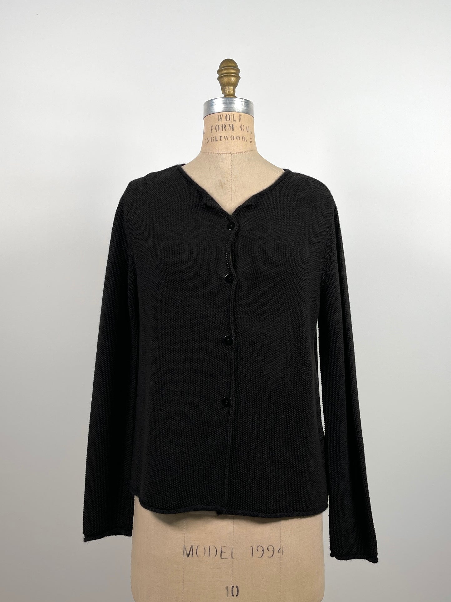 cardigan noir en tricot souple à maille piquée (S+)