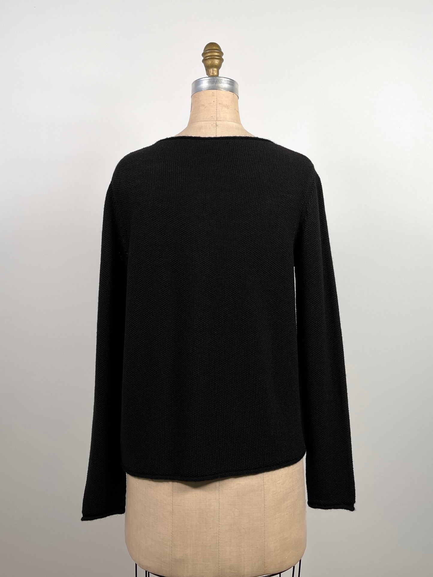 cardigan noir en tricot souple à maille piquée (S+)