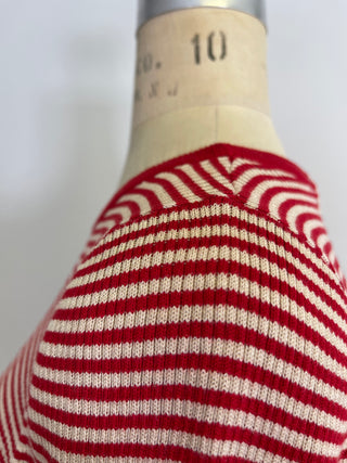 Red and tan striped silk and cotton sweater (XS+L)