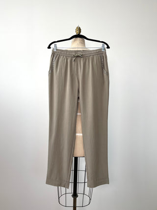 Pantalon kaki façon jogger à détails de strass lavable (XS/S/L/XL)