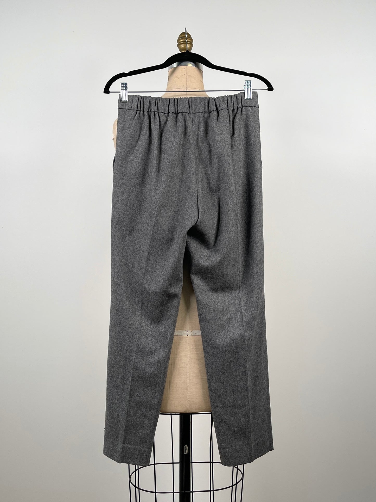 Pantalon cigarette gris à plis (XS)