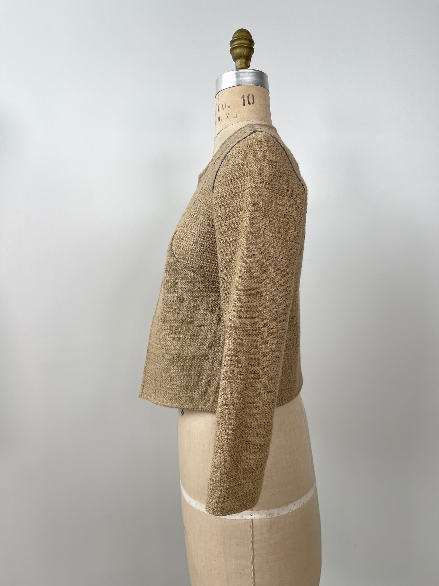 Veste tan en tricot texturé façon raffia doux (XXS)