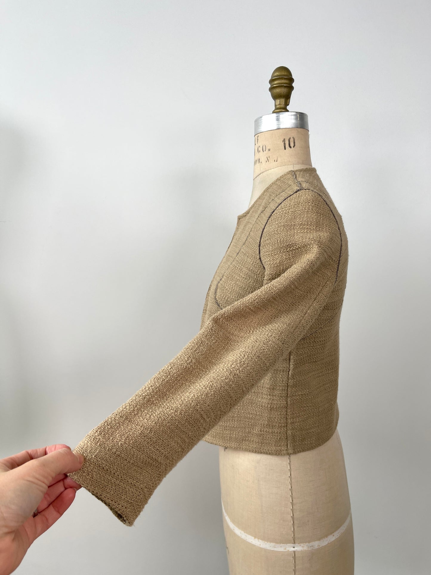 Veste tan en tricot texturé façon raffia doux (XXS)