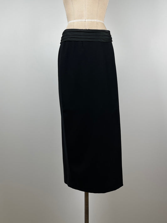 Jupe longue noire portefeuille à ceinture tuxedo (S/M)
