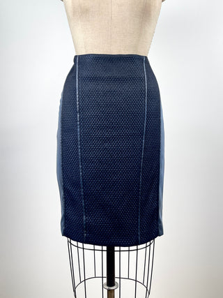 Midnight blue and black textured two-material skirt (S)