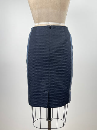 Midnight blue and black textured two-material skirt (S)