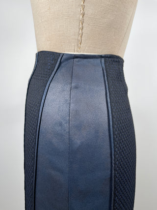 Midnight blue and black textured two-material skirt (S)