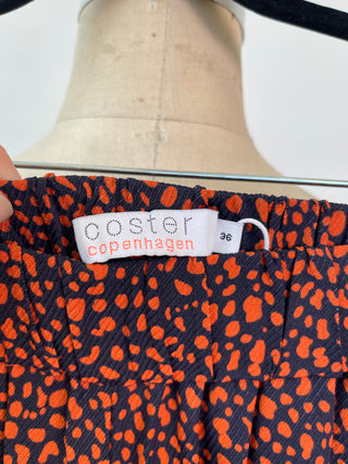 Pantalon et chemisier coordonnés fluides marine et orange brûlé (XS/S)