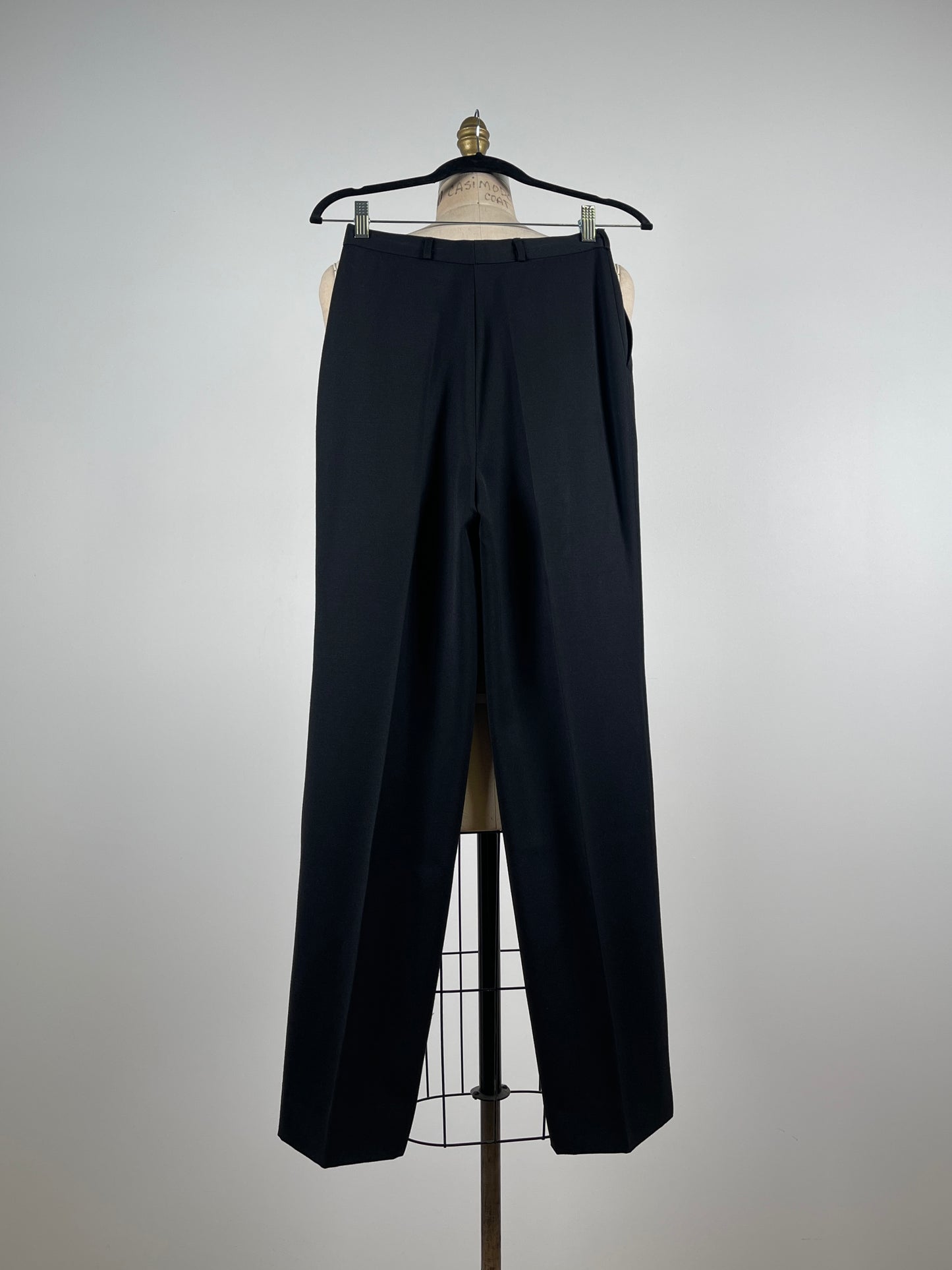 Pantalon noir à pinces en pure laine vierge (XS)