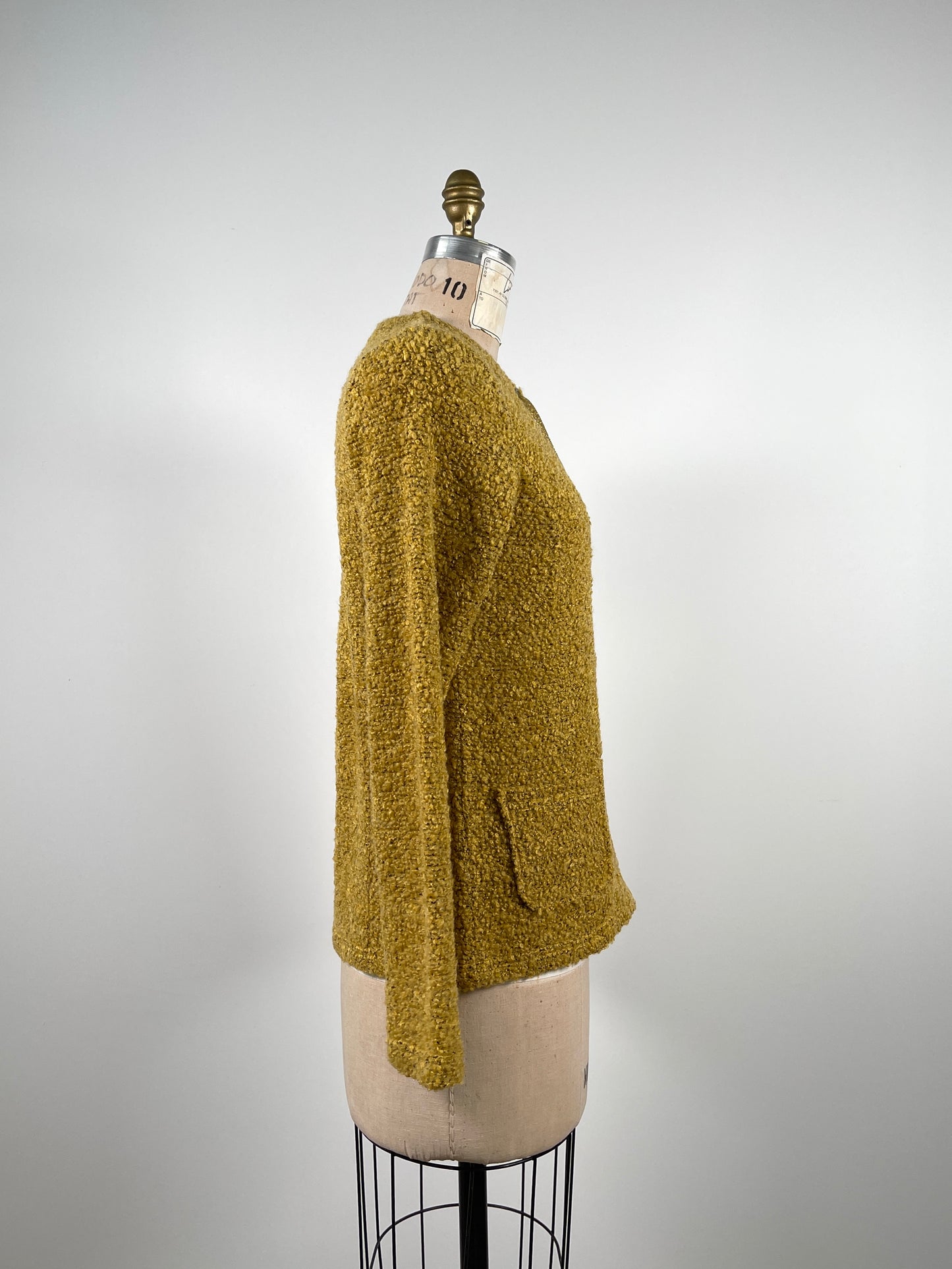 Veste de tricot bouclé jaune lavable (S/M)