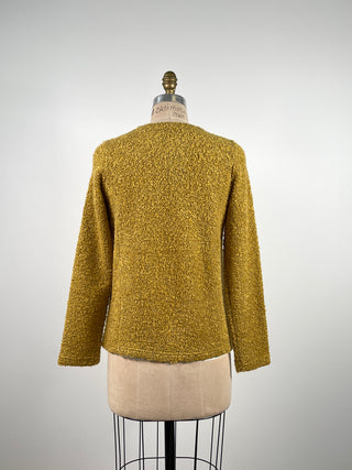 Veste de tricot bouclé jaune lavable (S)