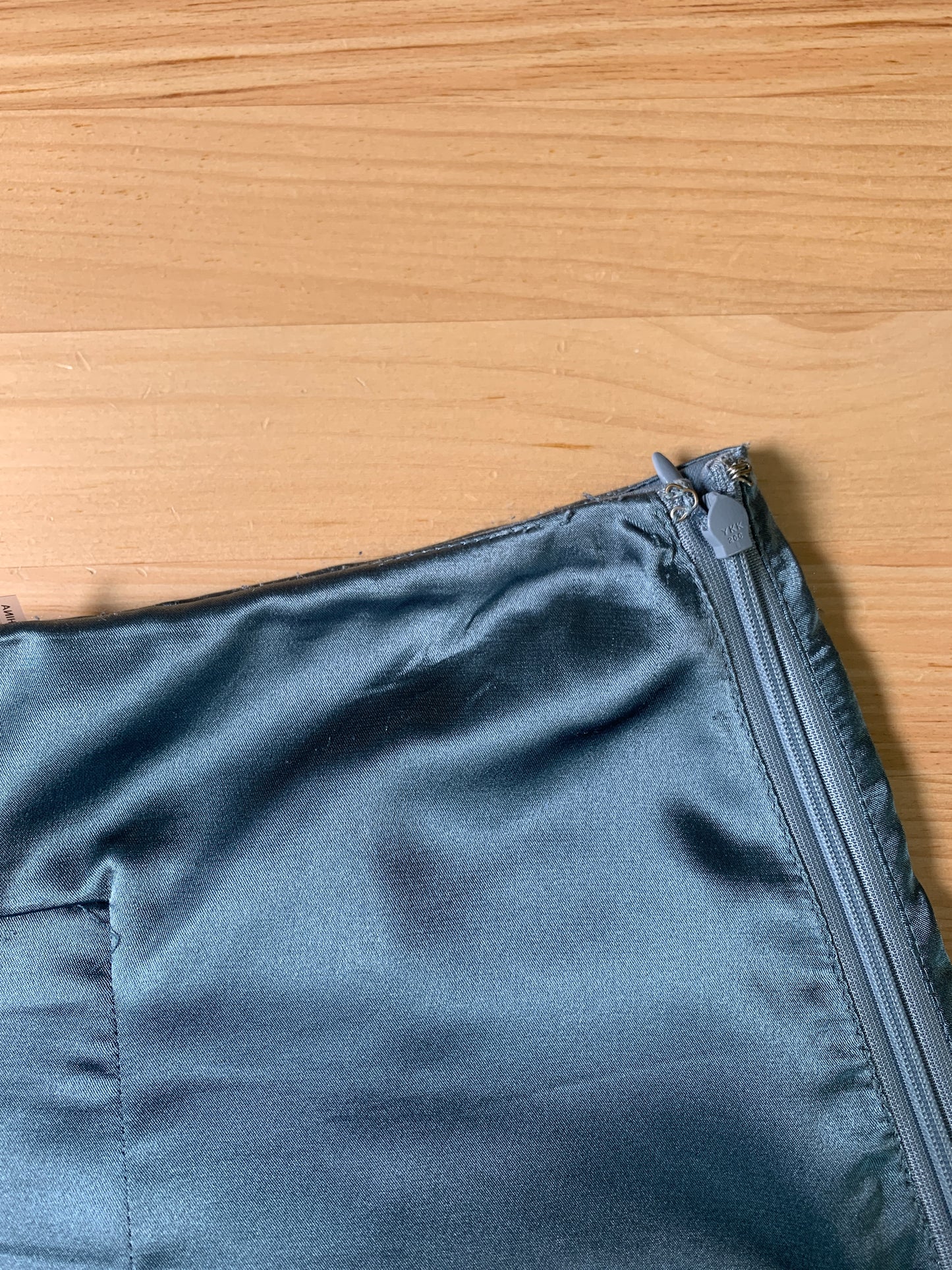 Jupe bleu acier à détails plissés (S)