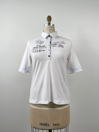 Washable printed white polo shirt (8/10/12/16/18)