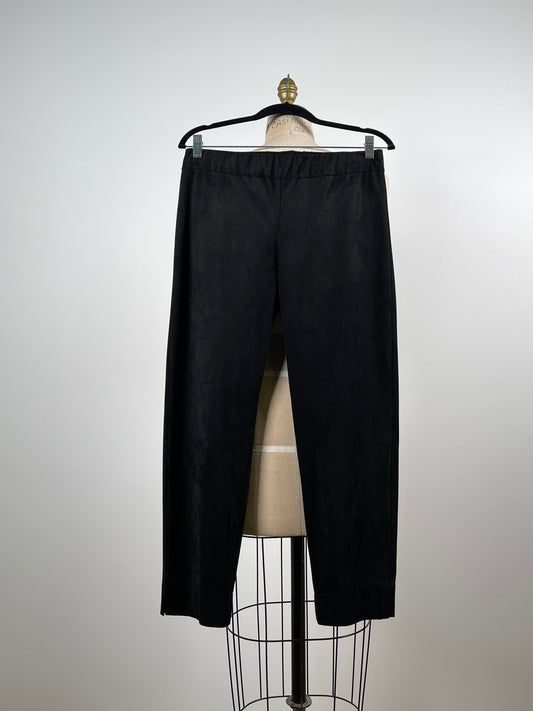 Pantalon noir effet suède à taille élastique  (S)