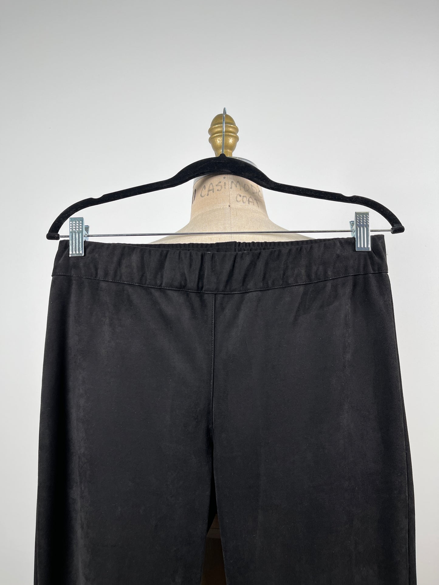 Pantalon noir effet suède à taille élastique  (S)