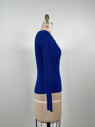 Electric Blue Fitted Knit Sweater (XS/S)