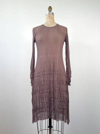 Robe mauve en filet plissé NEUVE* (2-3-4)