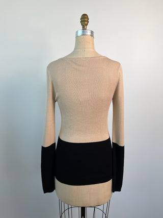 NEW* Black and Tan Silk and Cotton Sweater (SML)