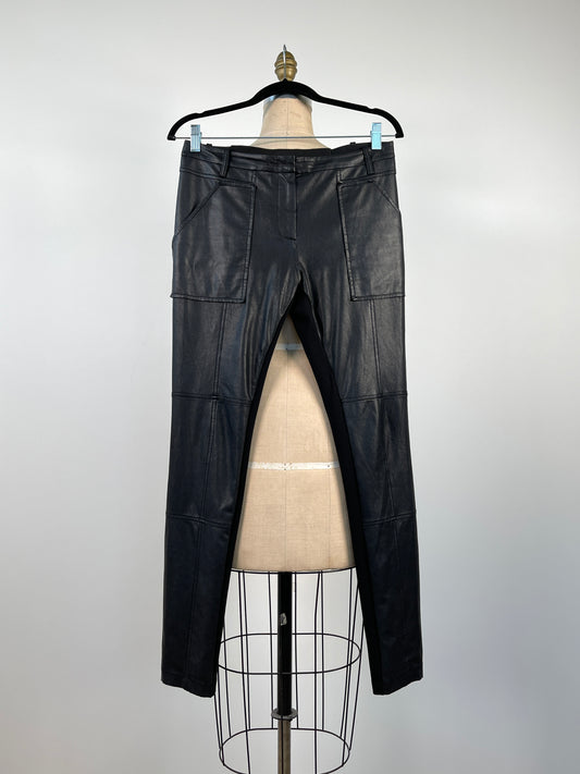 Pantalon en faux cuir et ponte (S)